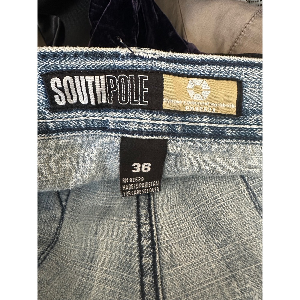 Southpole Mens Baggy Denim Shorts Light Wash Blue Y2K Streetwear Size 36 - Picture 7 of 10
